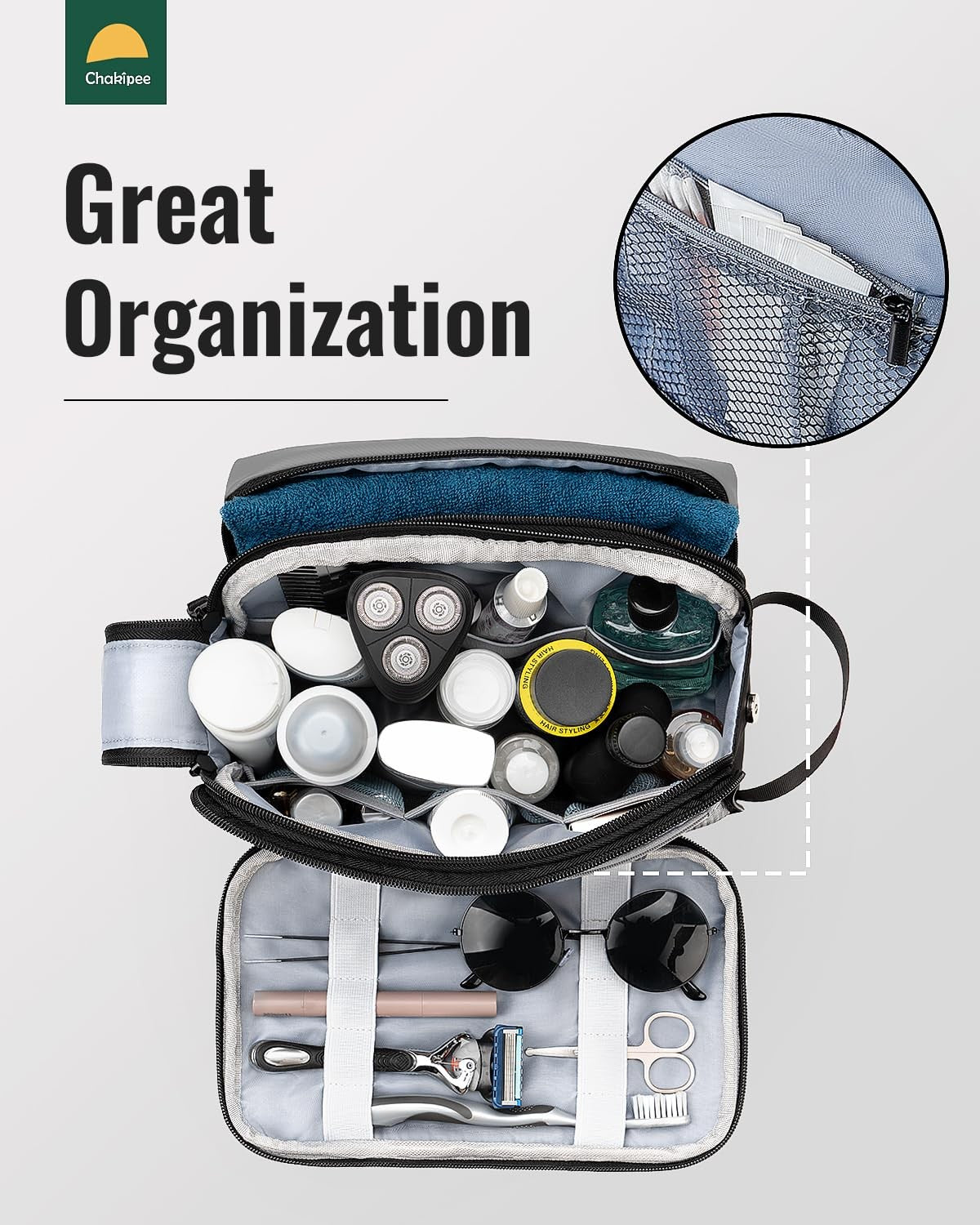 Water Resistant Men’s Travel Toiletry Bag Organizer Dopp Kit