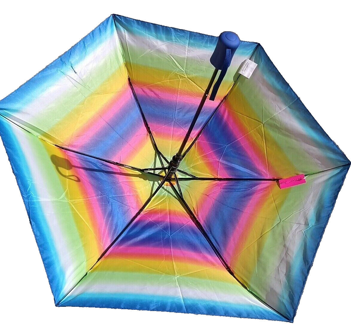 Rainbow Auto-Open 42-Inch Compact Umbrella with Rubber Handle