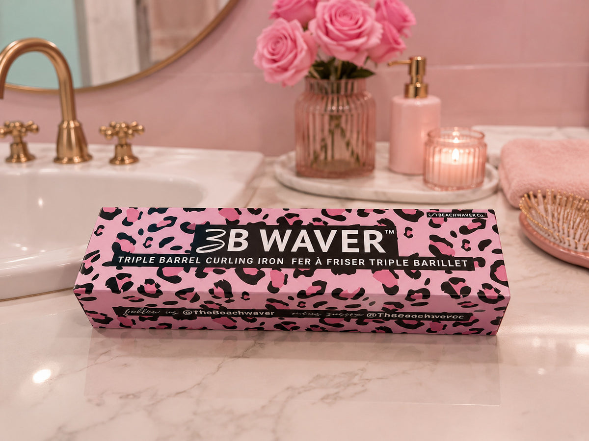 Beachwaver 3B Triple Barrel Curling Iron - Pink Leopard-Print Handle