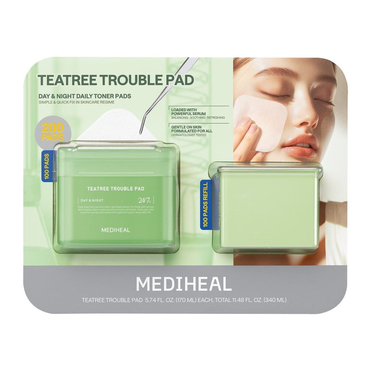 Mediheal Tea Tree Trouble Toner Pads - Calming Skin Care, 200 Pads