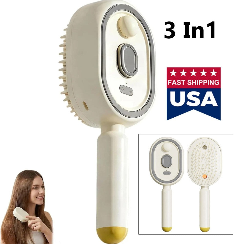 Rechargeable Electric Spray Hair Comb with Mist & Massage - Portable Detangling & Hydrating Brush