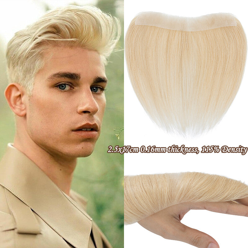 Men's Receding Hairline Toupee with Human Hair & Skin PU Base