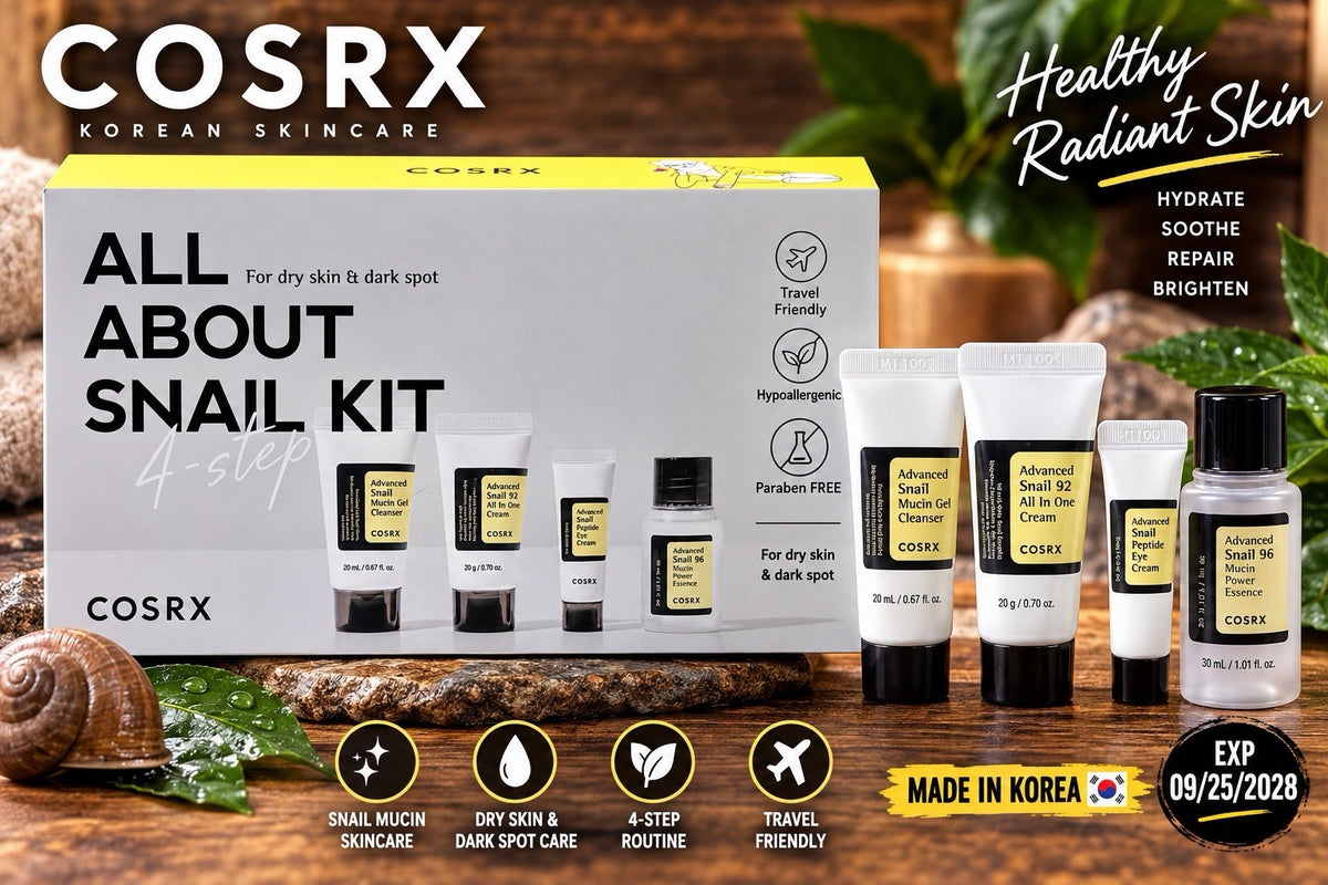 COSRX All About Snail 4-Step Travel Skincare Set for Dry Skin & Dark Spots