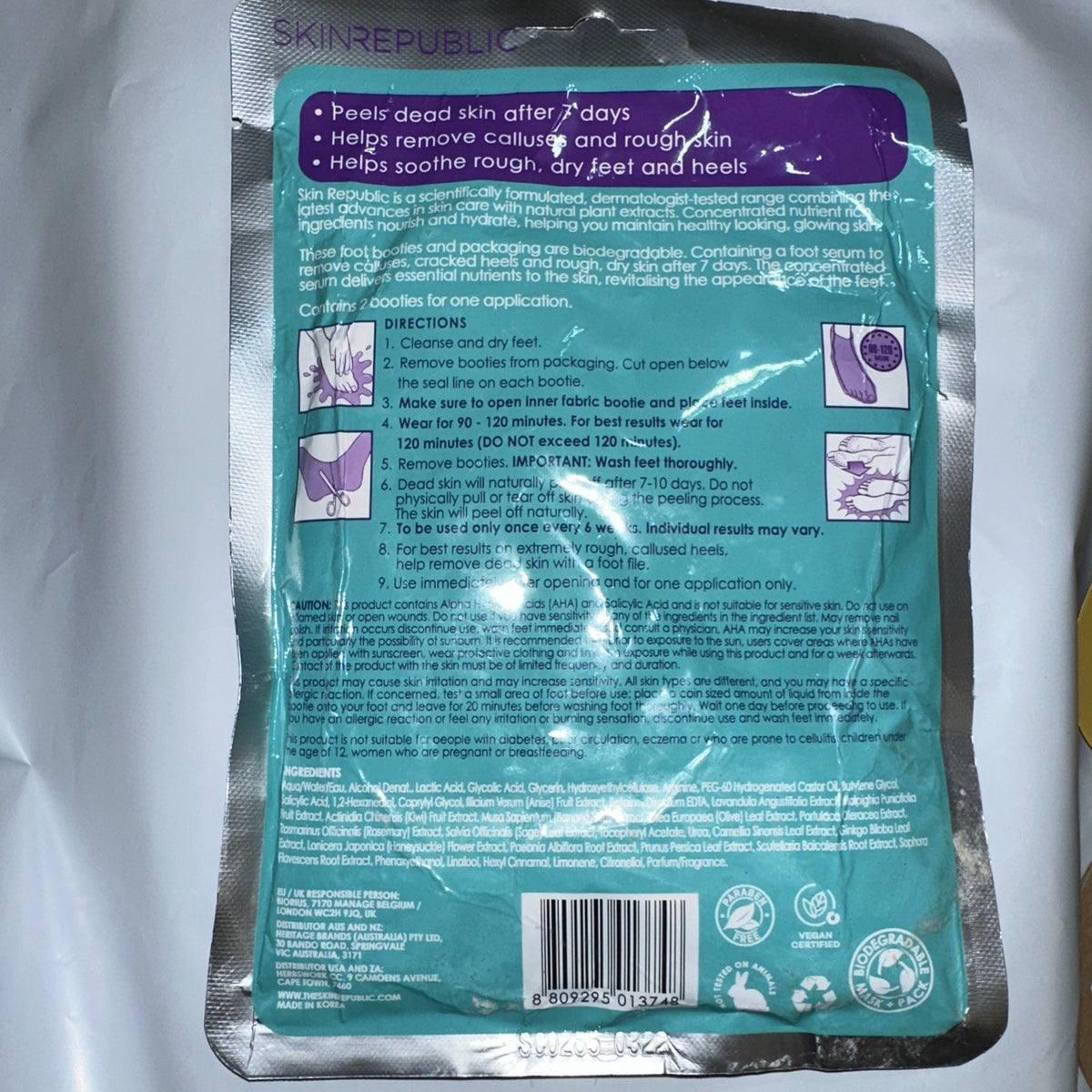 Foot Peel Mask with Alpha Hydroxy Acids and Plant Extracts - Skin Republic