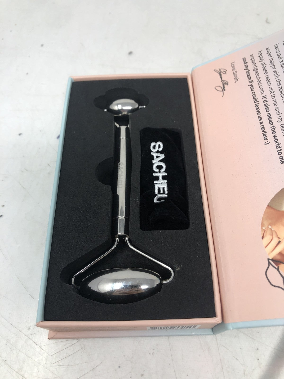 Stainless Steel Face Roller & Travel Pouch - Reusable Skin Care Tool