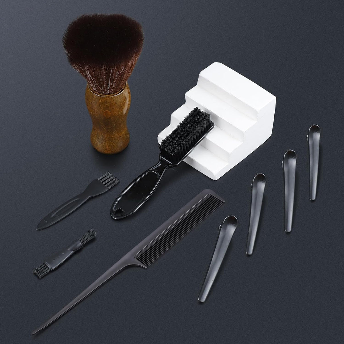 Professional Barber Neck Duster Brush Set - 9 All Hair Types Grooming Tools