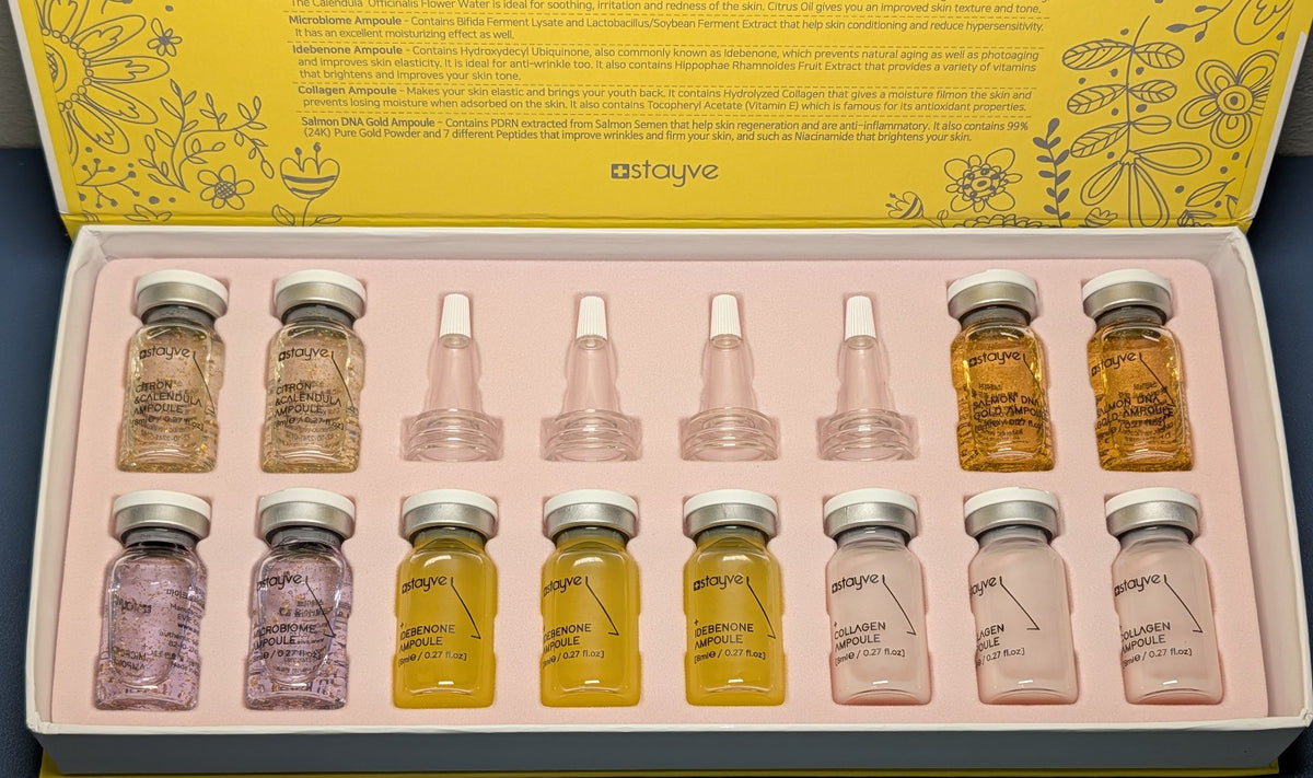 Korean Ampoule Starter Kit - 12-Piece Skincare Set with Collagen & Gold Ampoules