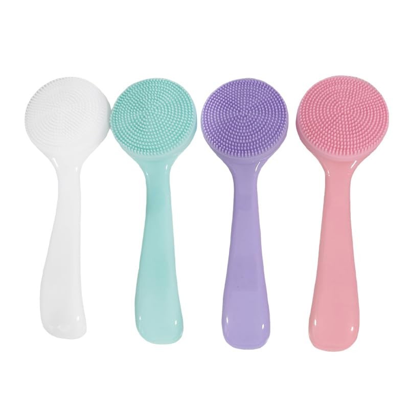 Silicone Facial Cleansing Brush Set - 4 Colorful Manual Face Scrubbers for Skin Care