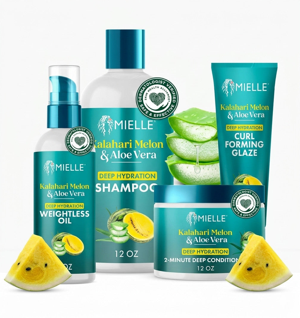 Kalahari Melon & Aloe Vera Hair Care Set - Shampoo Conditioner Oil Curl Glaze