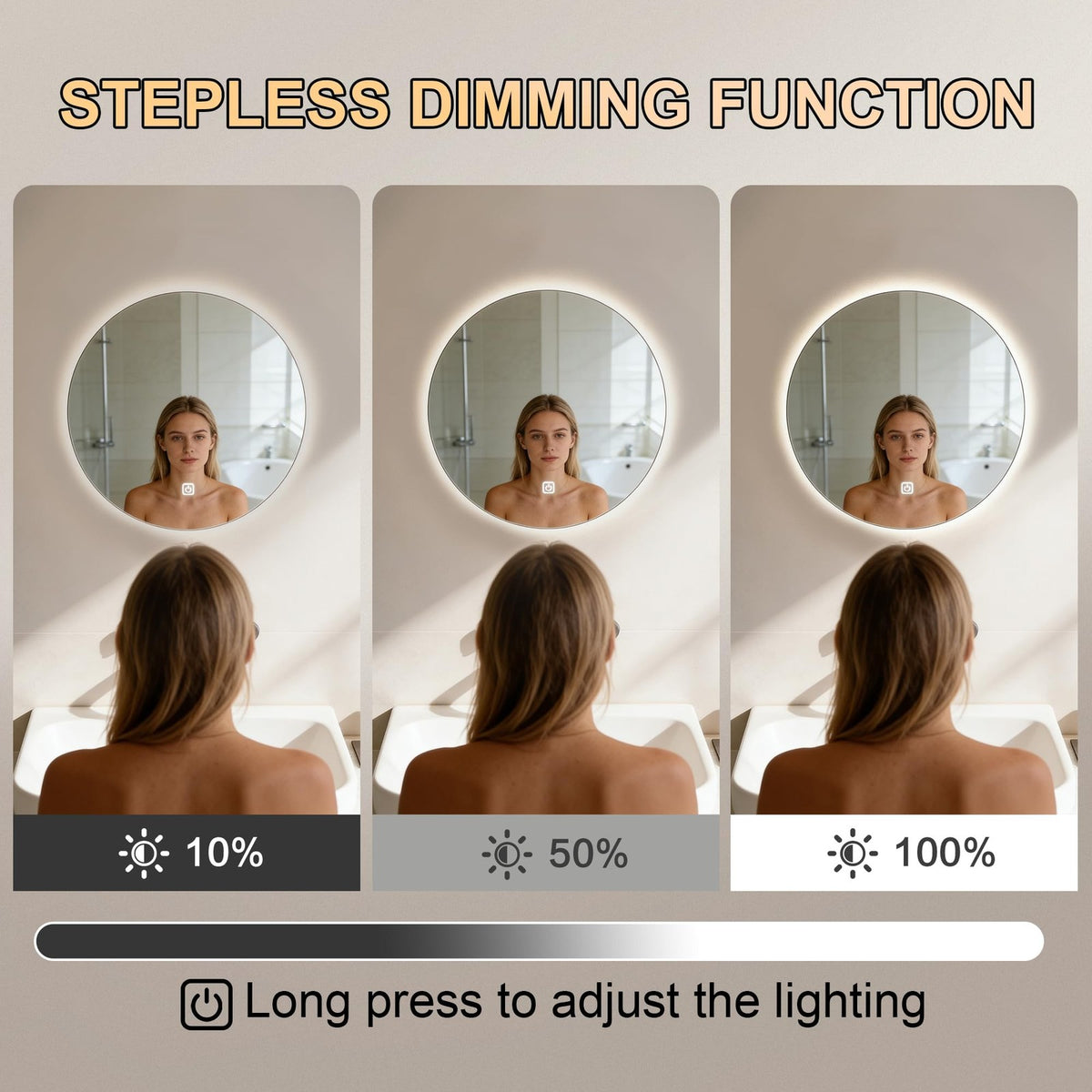 20 Inch LED Bathroom Mirror with Lights, Dimmable & Color Changing Backlit Vanity