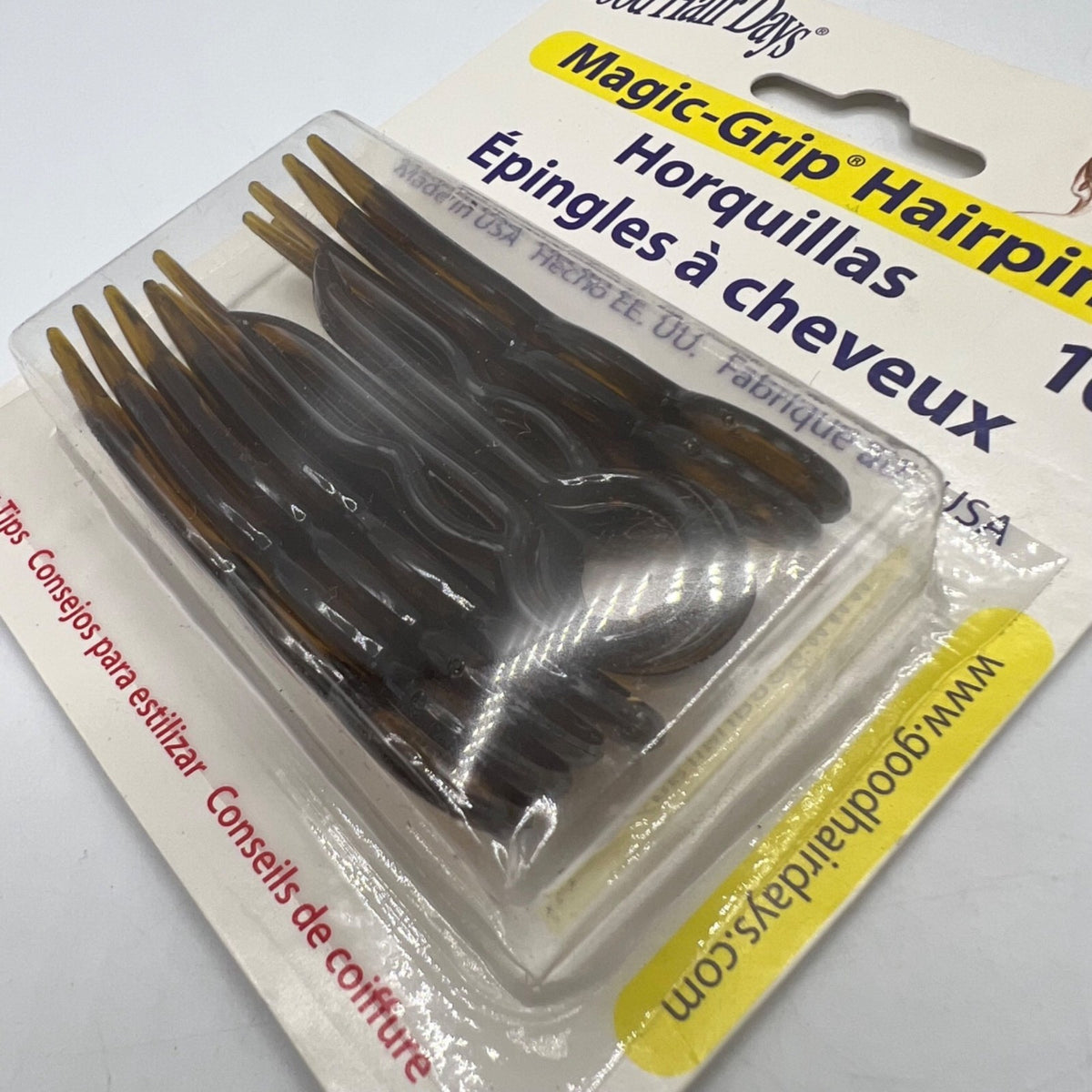 Good Hair Days Magic-Grip Hairpins 10 Pcs Tortoise USA Vintage 1990s
