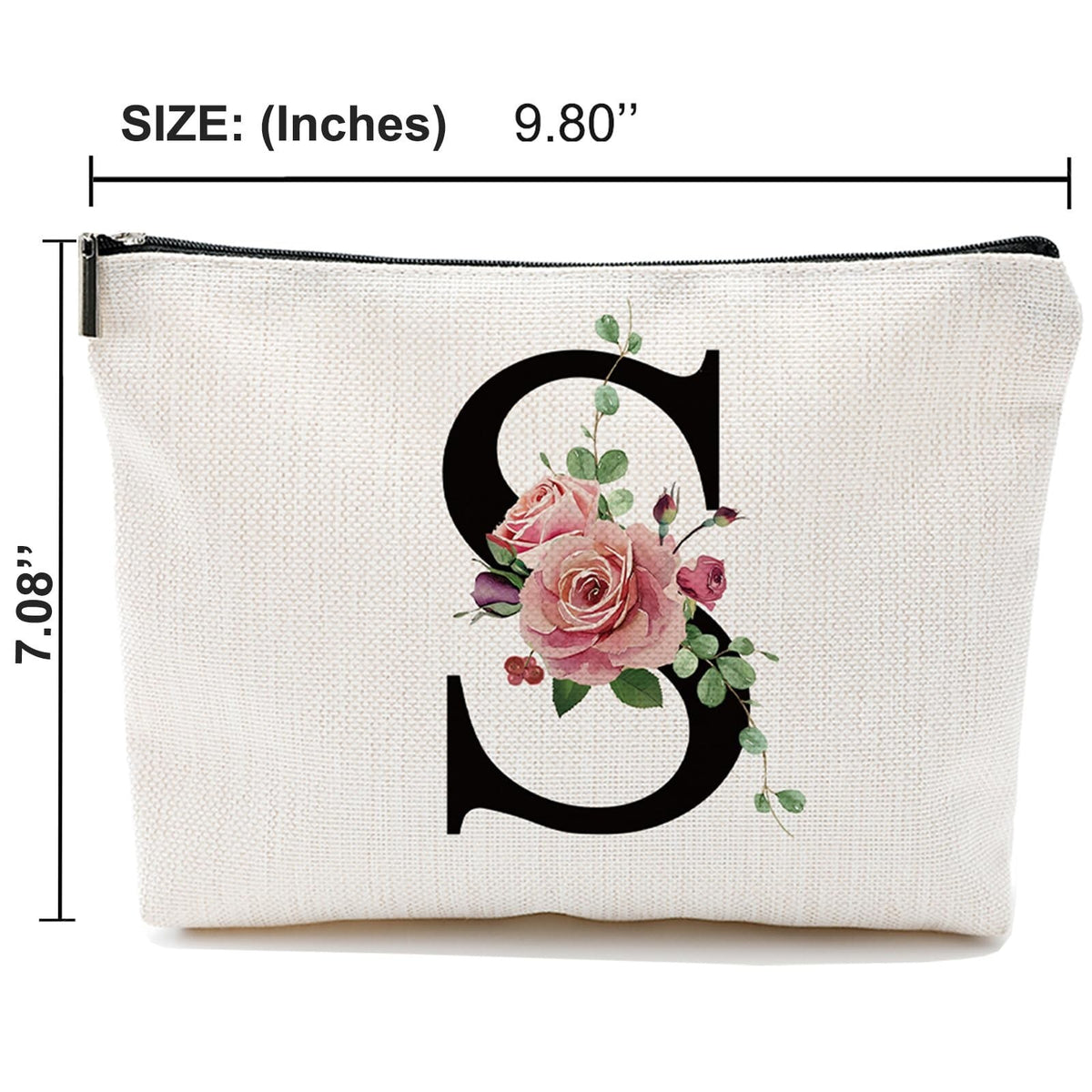 Personalized Letter Makeup Bag - Monogram Cosmetic Travel Organizer