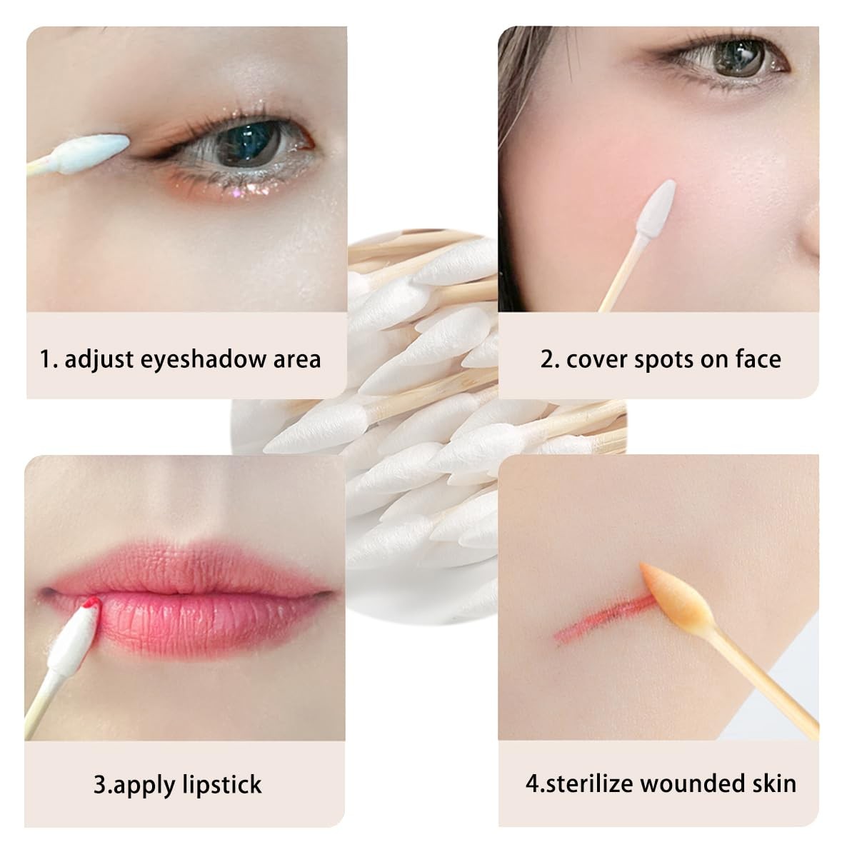 Eco-Friendly Bamboo Cotton Swabs - 100 Pack, Biodegradable, Organic Cotton, 3 Inch