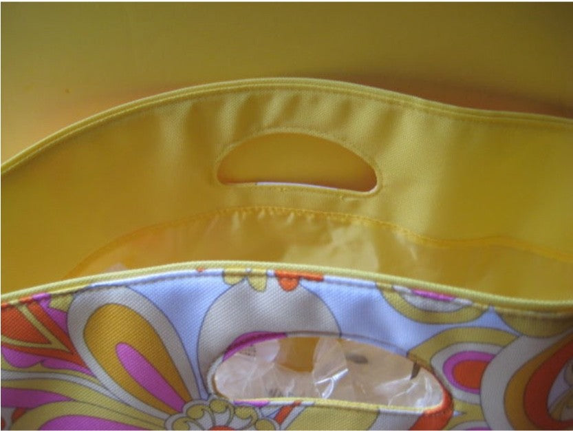 Large Floral Canvas Tote Bag for Travel and Beach - Pink & Yellow