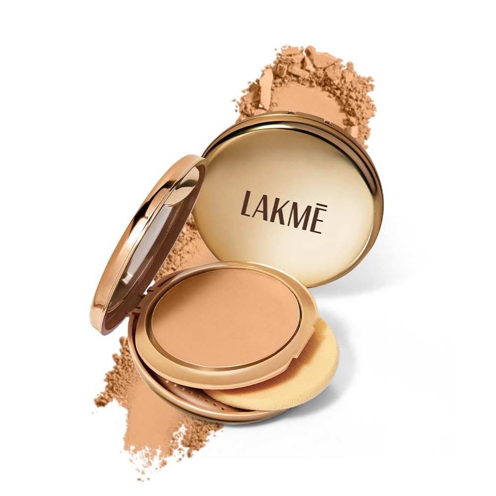 Lakme Unreal Dual Cover Pressed Powder 24 Beige - Lightweight Long-Lasting Makeup