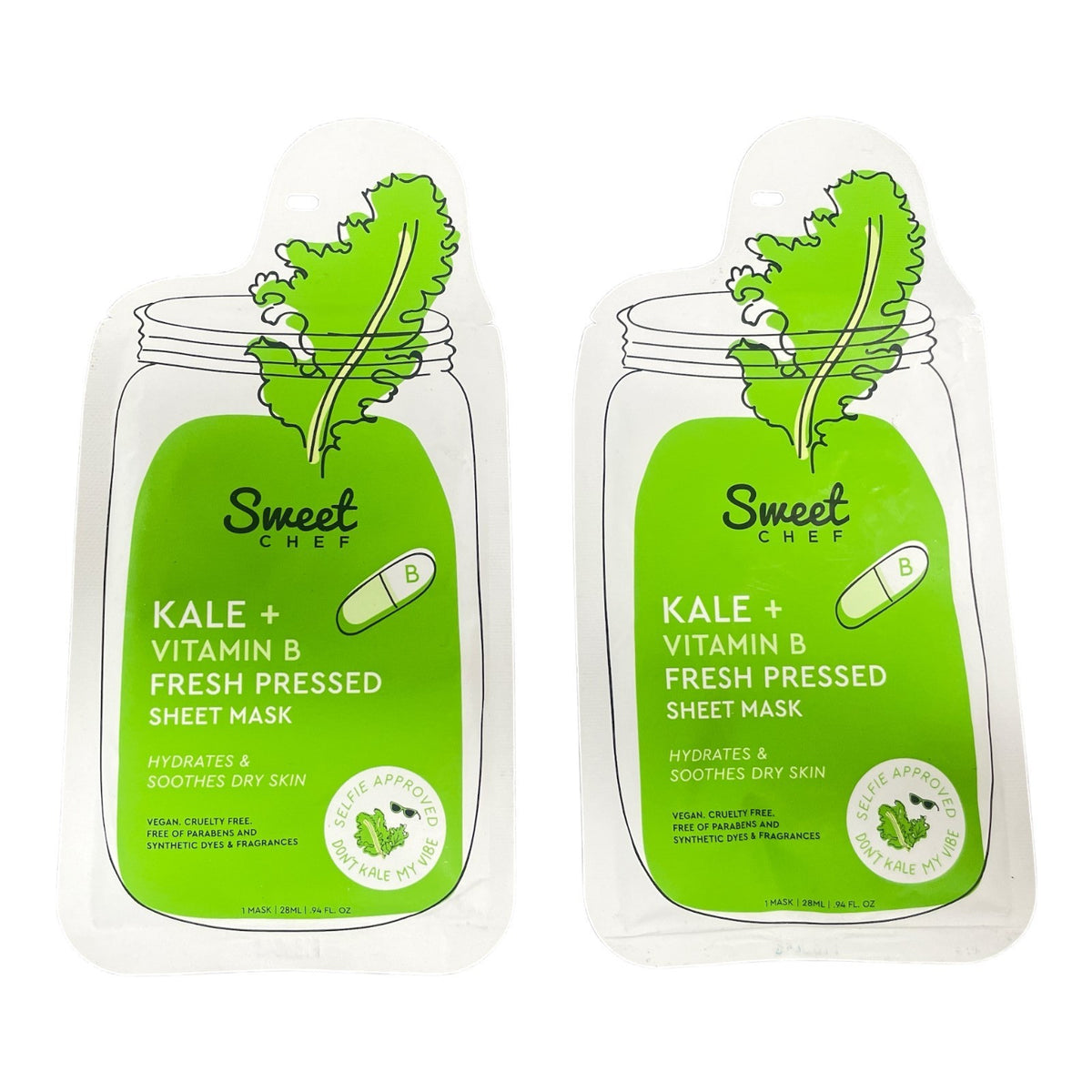 Kale + Vitamin B Sheet Mask - 28ml, 2-Pack