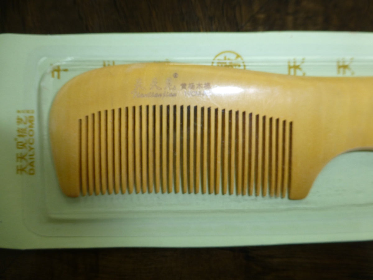 Natural Hand-Made Boxwood Hair Comb - Vintage Wooden Scalp Massager