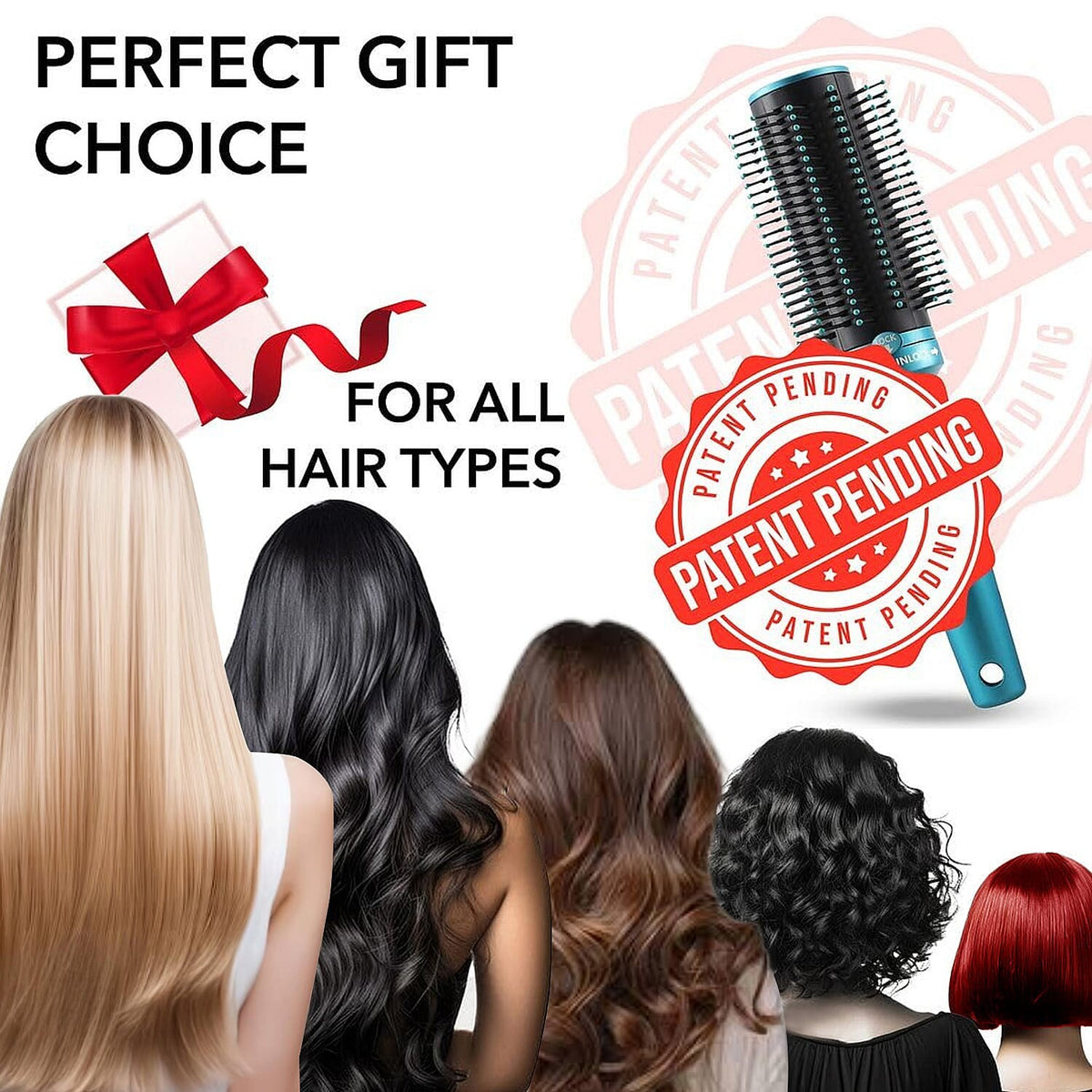 Self-Cleaning Retractable Hair Brush for Women - Blue