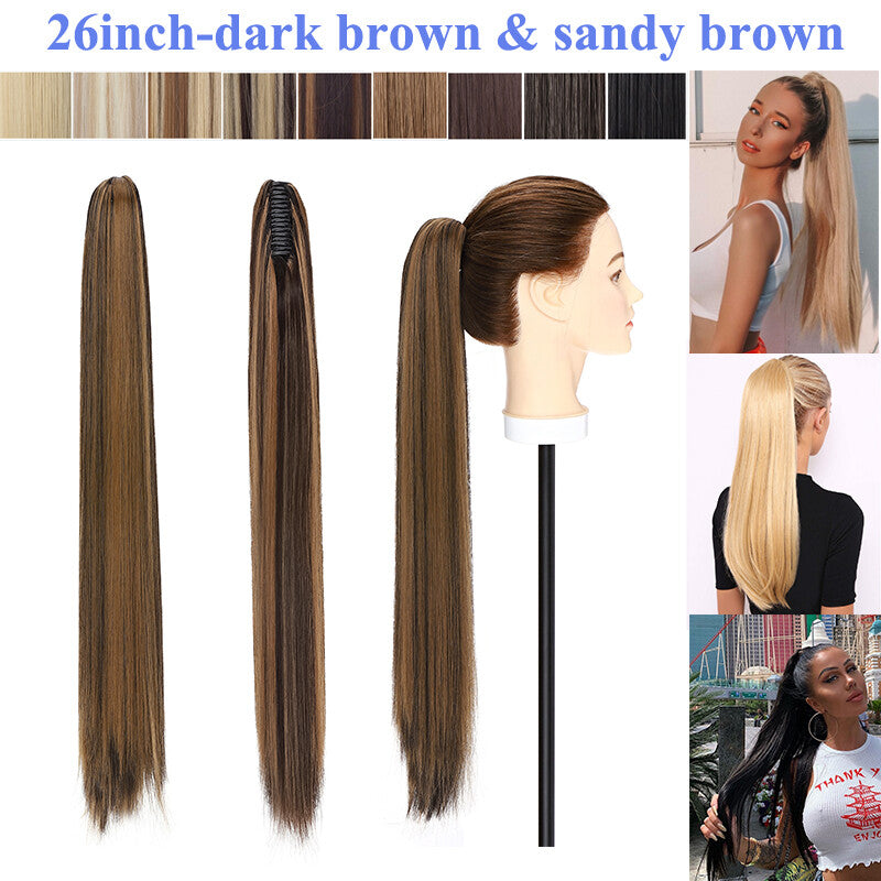 Thick Ponytail Hair Extension with Claw Clip - Wavy Curly Synthetic Hair
