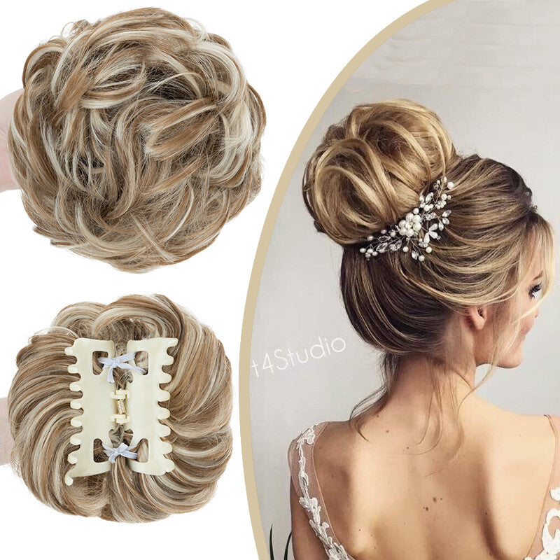 Clip-On Messy Bun Hair Piece Extension for Natural Updos - Blonde