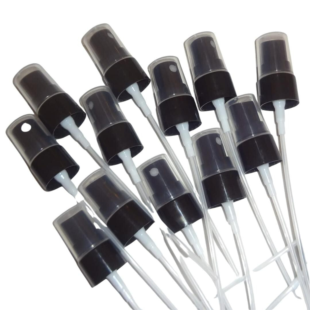 Black Fine Mist Sprayer Caps 20/410 with 4.25" Dip Tube - Bag of 12