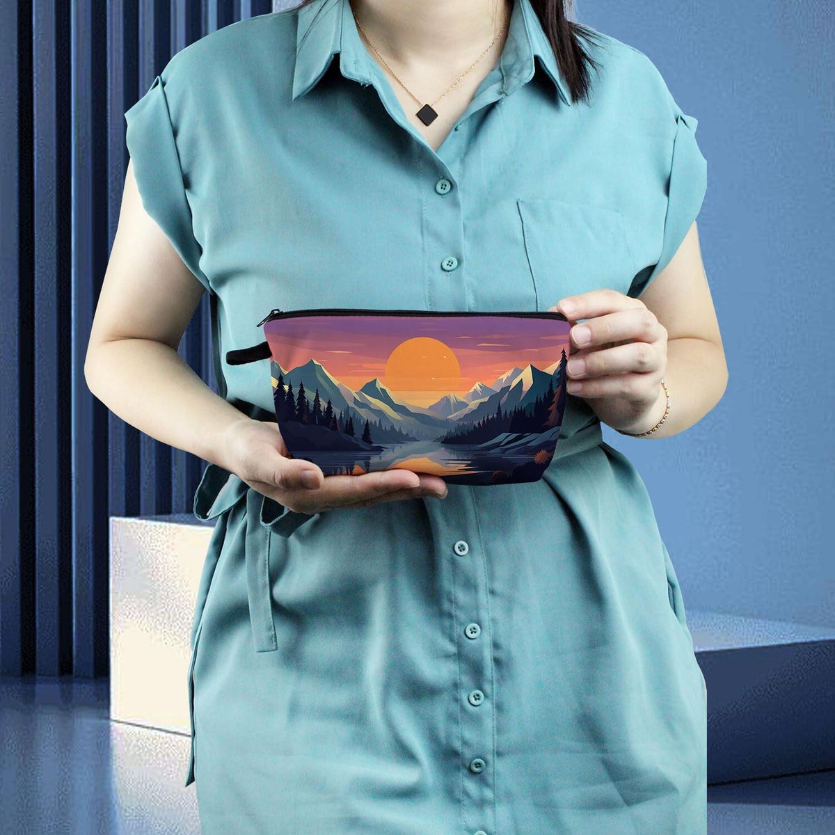 Mountain Landscape Makeup Bag Small Organizer with Zipper for Travel & Gifts
