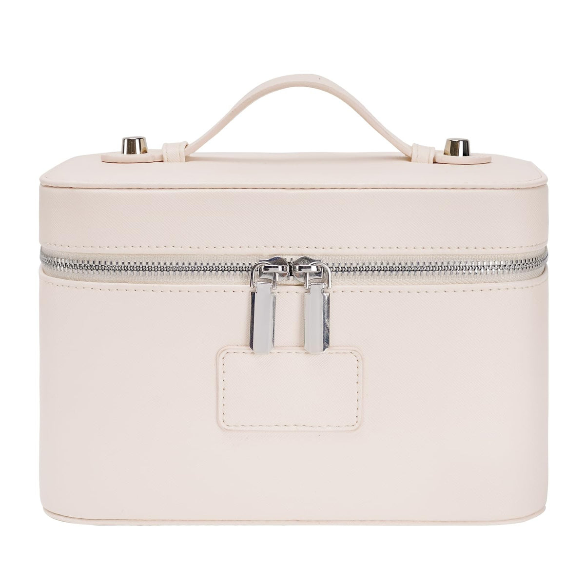 Leather Makeup Organizer Bag with Removable Divider - Waterproof Travel Cosmetic Case