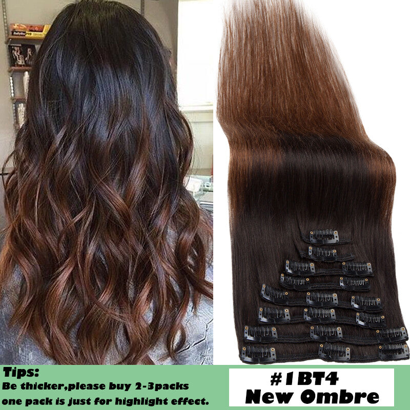Clip In Human Hair Extensions Full Head Set - Remy, Long & Short Styles