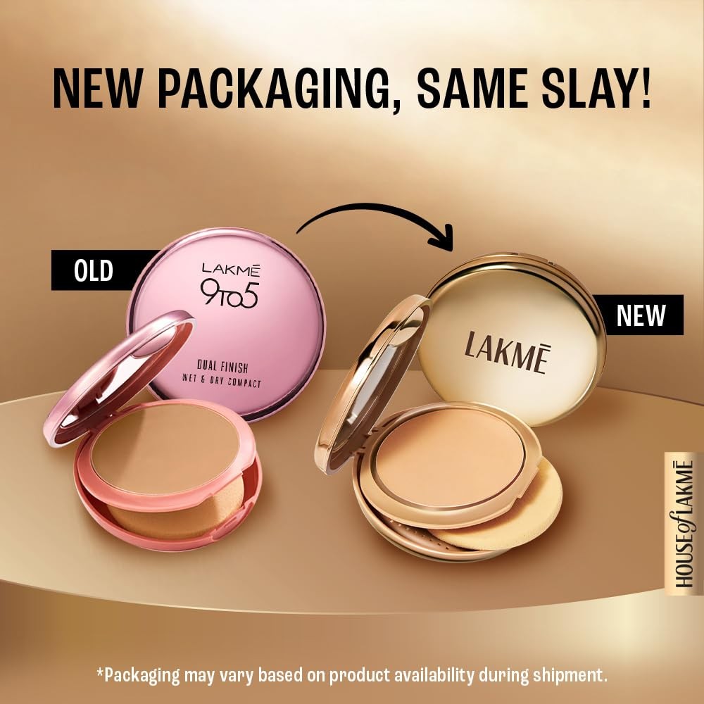 Lakme Unreal Dual Cover Pressed Powder 24 Beige - Lightweight Long-Lasting Makeup