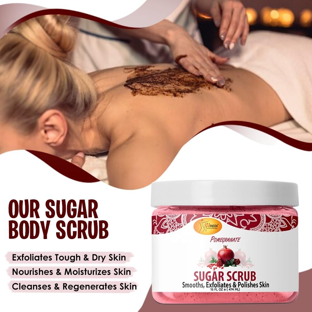 Sugar Body Scrub Exfoliant with Pomegranate – 16 oz