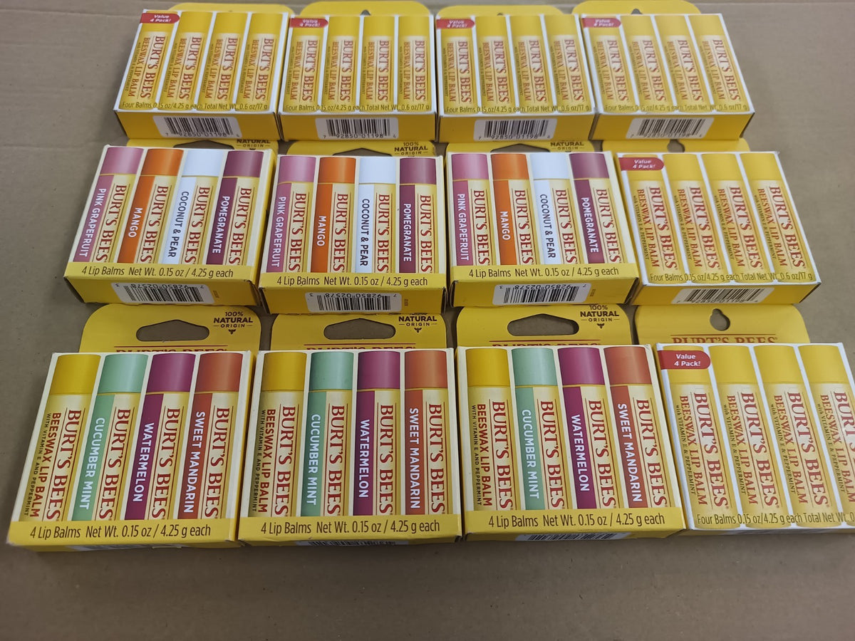 Beeswax Lip Balm with Vitamin E & Peppermint 4-Pack - Lot of 12