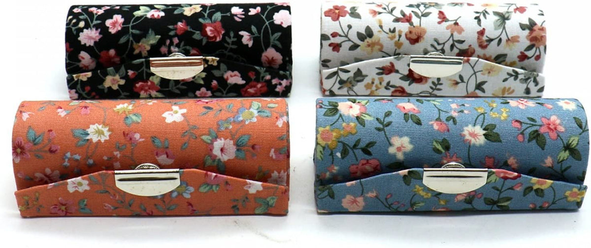 Ladies Floral Lipstick Case Holder with Mirror - Travel Cosmetic Organizer