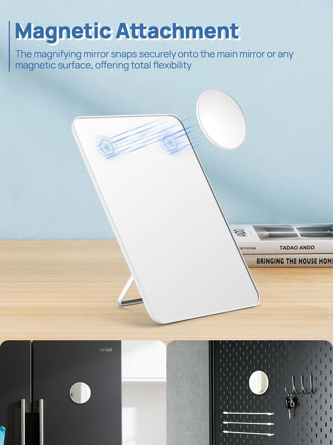 Desk Makeup Mirror with 10X Magnifier, Compact Travel Vanity Mirror 8x5 inches