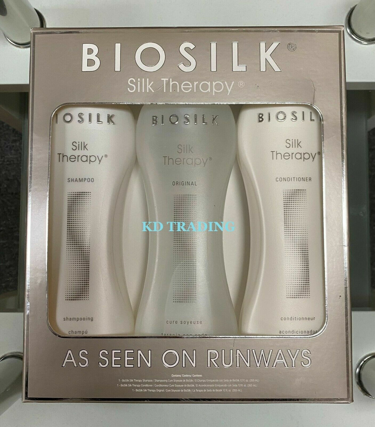 (3-Pack) BIOSILK Silk Therapy Shampoo Conditioner Hair Treatment w/