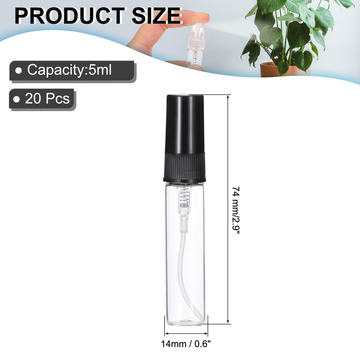 20 Pcs 5ml Glass Mini Perfume Spray Bottles - Refillable & Leakproof
