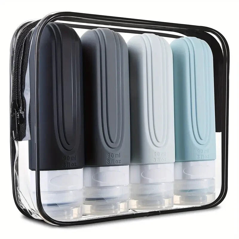 Travel Bottles Set TSA Approved Silicone Toiletry Containers 3oz Pack of 4