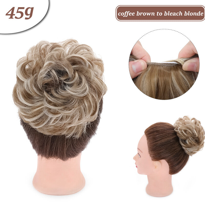 Natural Curly Messy Bun Hair Piece Extensions - Real Human Hair, Updo Scrunchie