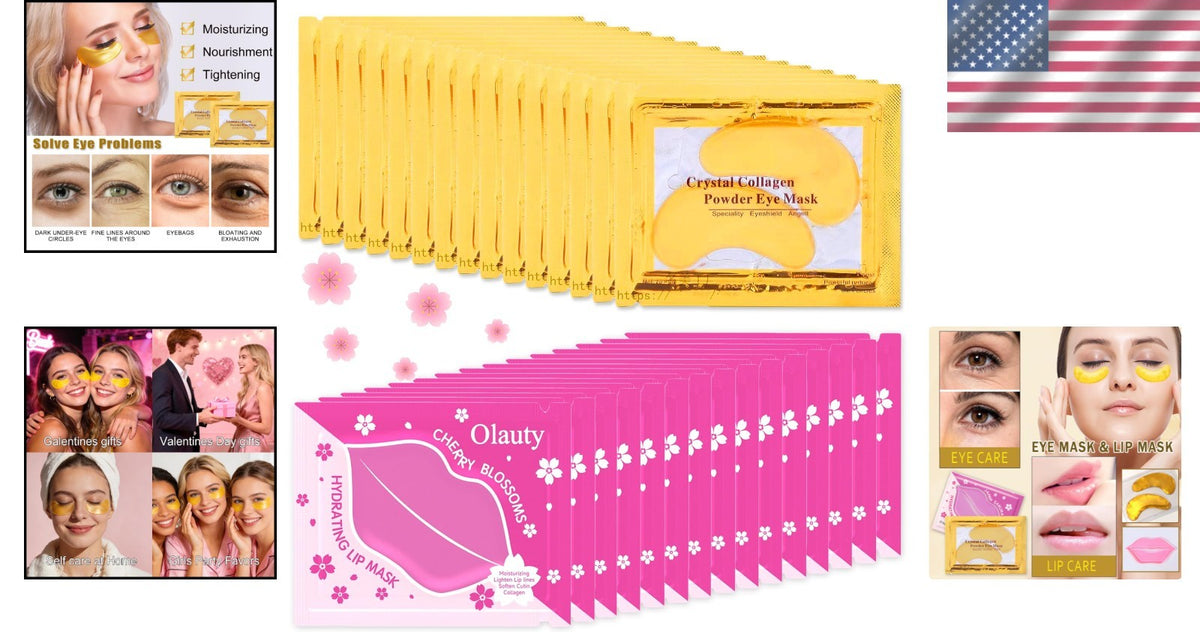 Luxury Gold Eye & Collagen Lip Mask Set - 15 Pairs for Anti-Aging & Hydration