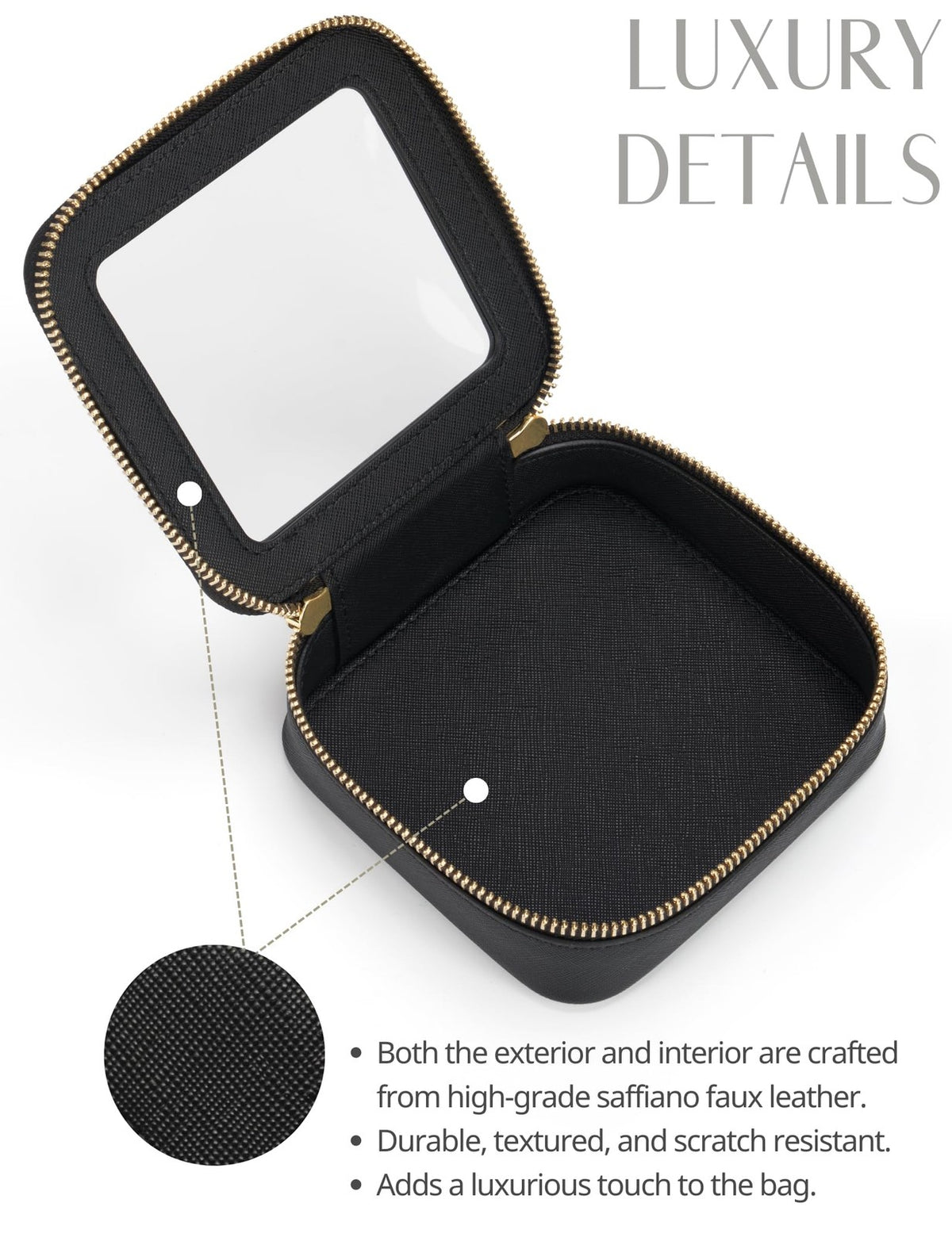 Mini Clear Black Makeup Bag - Compact Cosmetic Organizer for Travel & Daily Use
