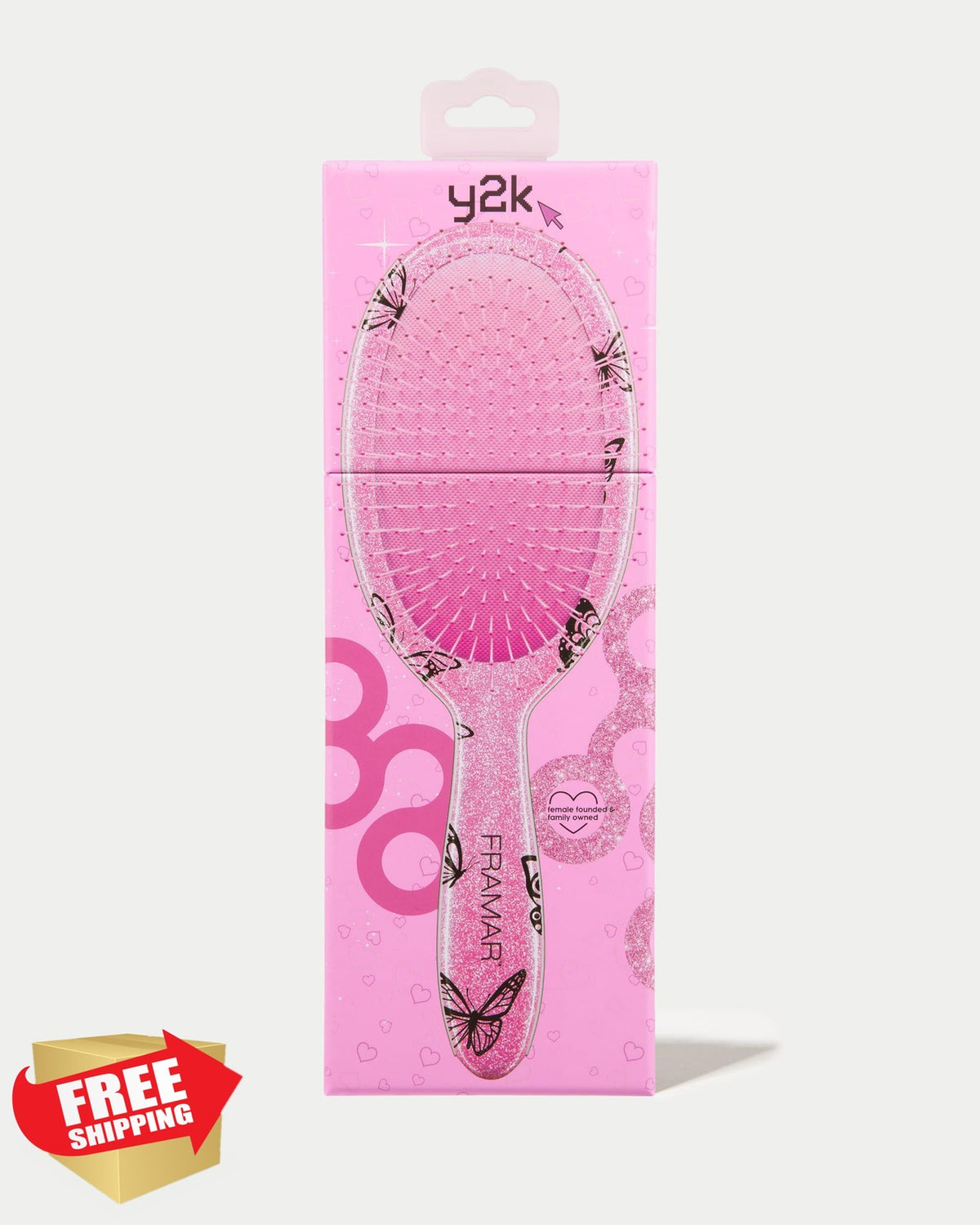 Y2K Pink Hair Brush Detangler for All Hair Types - Pain-Free Tangle Remover