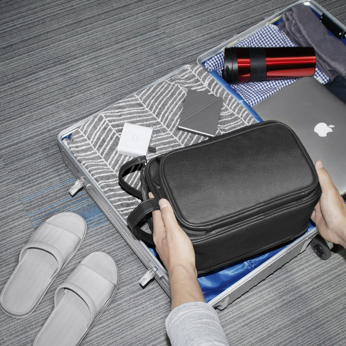 Extra Large Travel Toiletry Bag for Men – Water-Resistant PU Dopp Kit