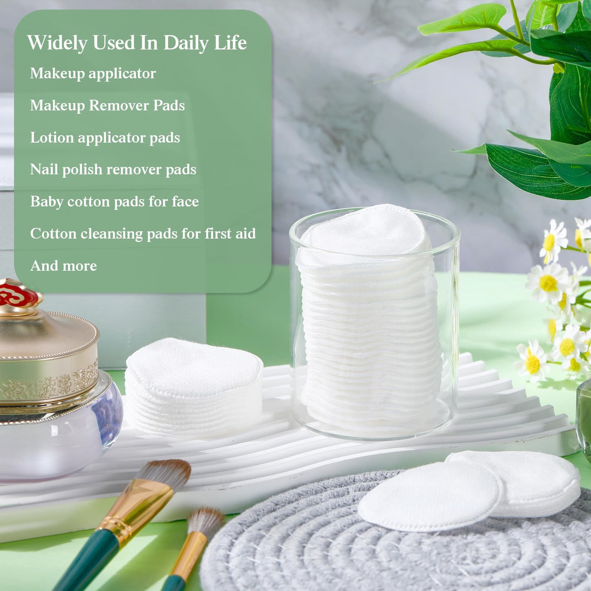 Bulk 1000 Cotton Rounds for Face Makeup Removal & Skincare - Double Sided Exfoliating Pads