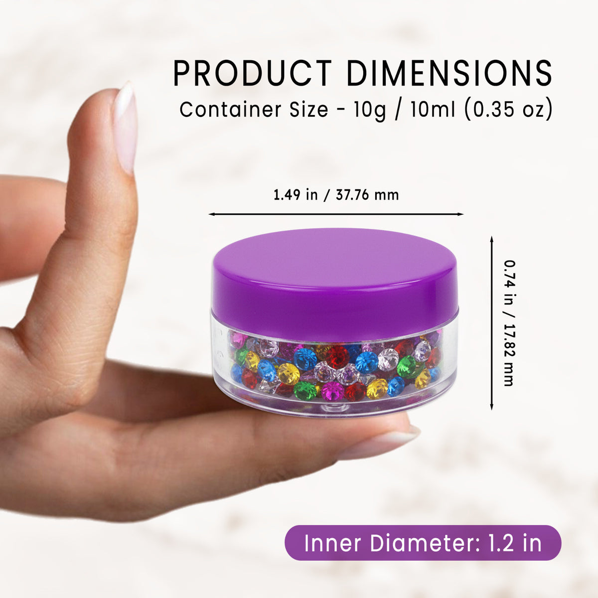 600 Pack 10G Cosmetic Sample Jars with Purple Lids - Clear Plastic Reusable Containers