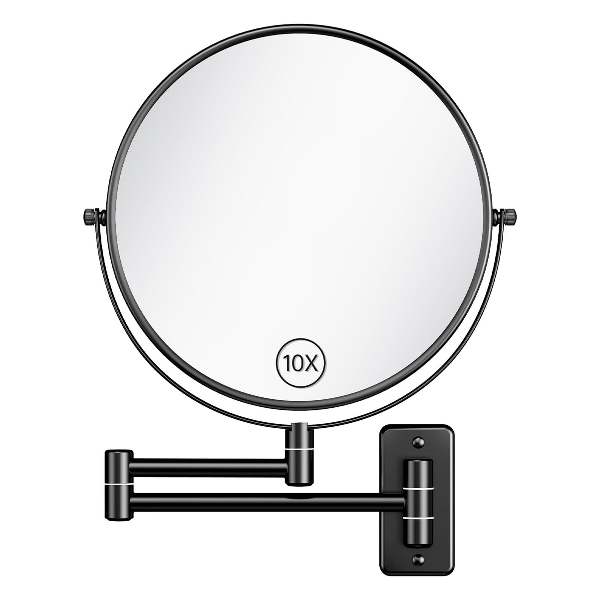 Large Wall Mounted Makeup Mirror 9 Inch 1X/10X Magnification with Extendable Arm
