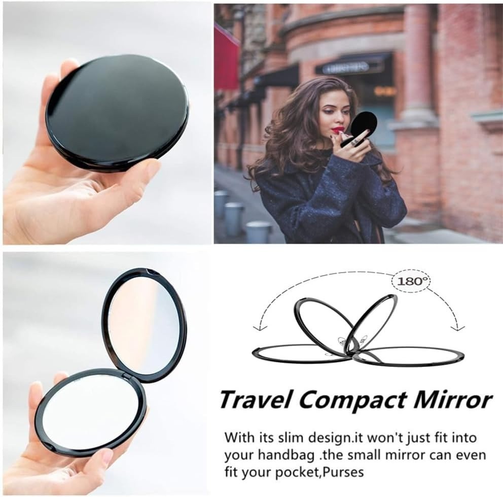 Magnifying Compact Mirror for Purse - 1x/10x Travel Makeup Mirror