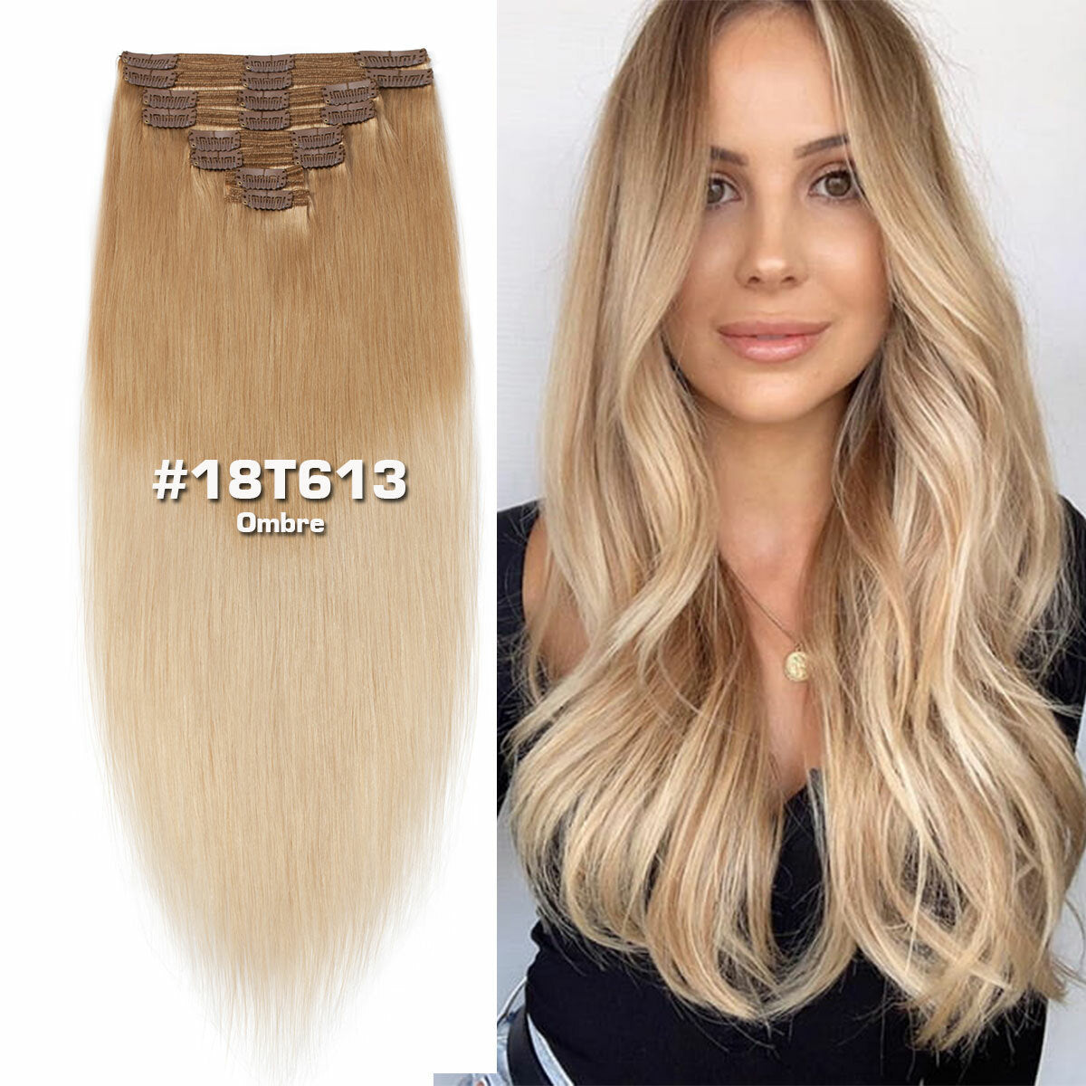 Double Weft Clip-In Human Hair Extensions Full Head - Multiple Colors & Lengths