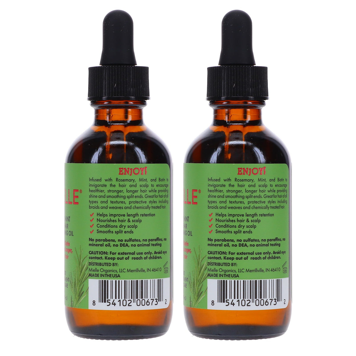 Hair Growth Oil with Rosemary & Mint - 2 oz, 3 Pack - Strengthening & Nourishing