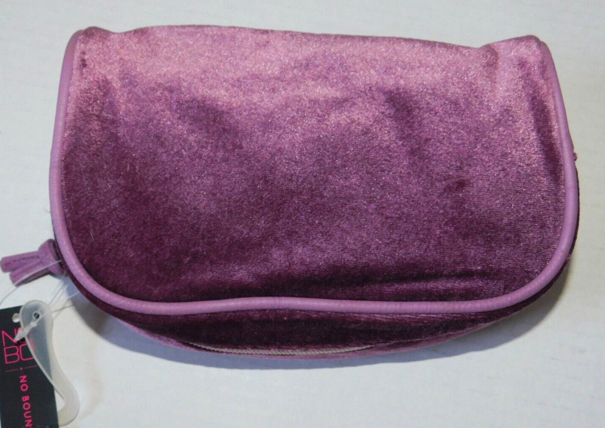 Purple Velvet Makeup Pouch - Small Travel Cosmetic Bag for Women