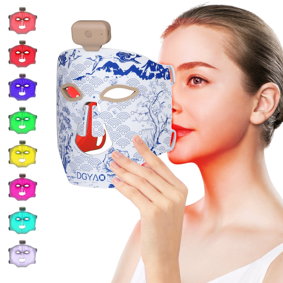 8-Color LED Red Light Therapy Face Mask, Cordless
