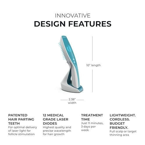 WHITE/BLUE - HAIRMAX ULTIMA 12 HAIR GROWTH LASER COMB